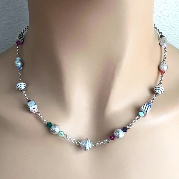 BRIGHTON colorful beaded chain necklace. Silver plated with Swarovski crystals - Picture 8 of 8